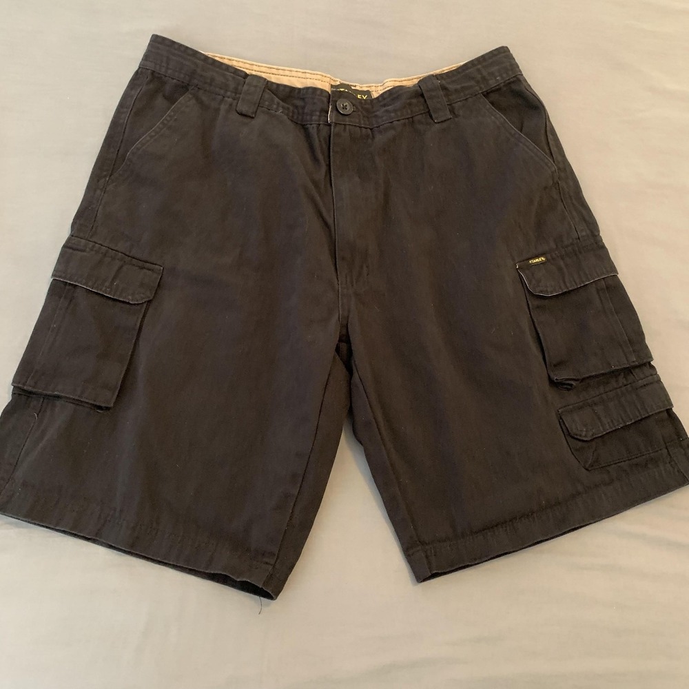 Stanley Cargo Shorts Mens 36 Black Cotton Canvas Workwear Utility Pockets Hiking